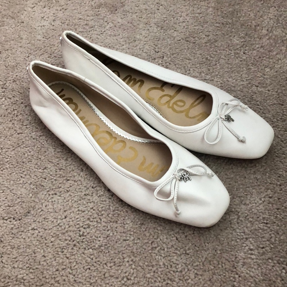 Sam Edelman white flats, size 10, wore once
